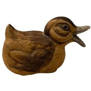 Cute Brown Duckling Ceramic Figurine Small Farmhouse Decor